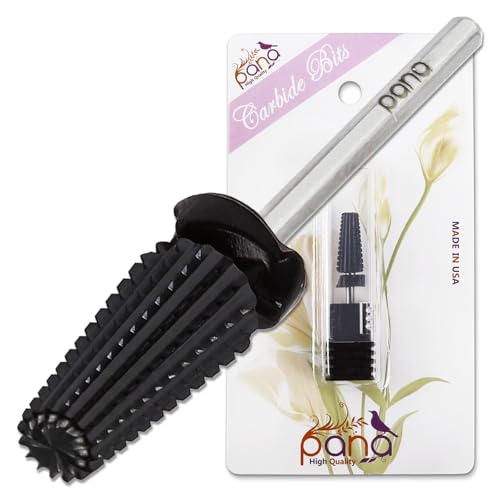 PANA Nail Carbide 5 in 1 Bit - Two Way Rotate use for Both Left and Right Handed - Fast remove Acrylic or Hard Gel - 3/32" Shank - Manicure, Nail Art, Drill Machine (Extra Coarse - XC, Black)
