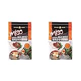 Hikari Miso Rote Paste (Shinshu Aka), authentische Miso-Paste aus Japan, ohne Zusatzstoffe, 400 g (Packung mit 2)