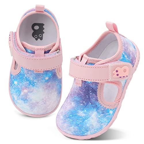 Besroad Toddler Athletic Sneakers Fur Lined Slip On Walking Shoes For Girls Boys Purple Galaxy 9-9.5 Toddler #TOP18