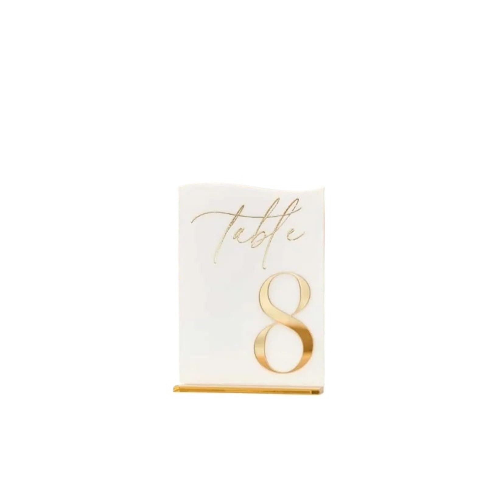 WSQHAO 5/10/15pcs Wedding Table Numbers with Stands 3D Gold Mirror Signs -Reception Decor-Table Setting for Party,Anniversary for Restaurant(Gold on white,Table 1-10)