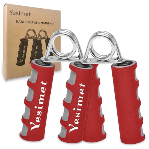 Image of Hand Grip Strengthener Set,2 Pack Forearm exerciser, Finger Trainer,Hand Gripper- Soft Foam Hand Exerciser for Quickly Increasing Wrist Forearm and Finger Strength (Red)
