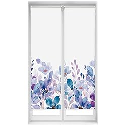 Persianas Gardos Blindecor Duo Relax | Pack 2 Estores Enrollables Translúcidos Sin Taladrar Easy Fix Impresión Digital | Modelo Violet Garden | 45 x 150 cm (ancho por alto) Tamaño de la Tela 42 x 145 cm