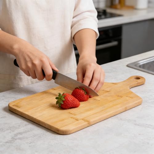 Tabla de cortar pequeña de bambú con mango miniatura 4