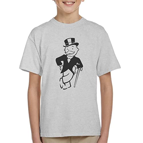 Image of All+Every Monopoly Man Cane Lean Kid's T-Shirt Heather Grey