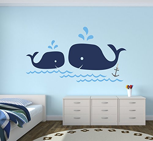Vinilo Decorativo Ballena Mamá y Bebé para Pared miniatura 2