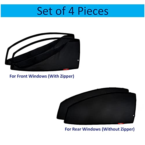 Image of KINGSWAY Accessories Car Side Window Sun Shade Only Compatible with Tata Punch (2021 to 2025), Front Zipper & Rear Full Magnetic Curtains - Heat-Resistant Custom-Fit Shades, Pack of 4 Pcs