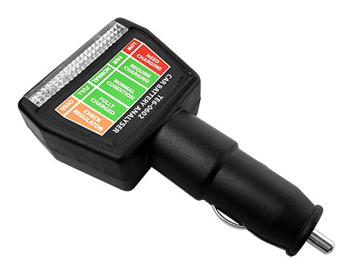 ROAD GENIE Automotive 12V Battery Tester | Instant Battery Condition Analysis | Compact Design Fits in Glovebox (?7.6 cm) | Essential Travel Tool | Plugs into Cigarette Outlet