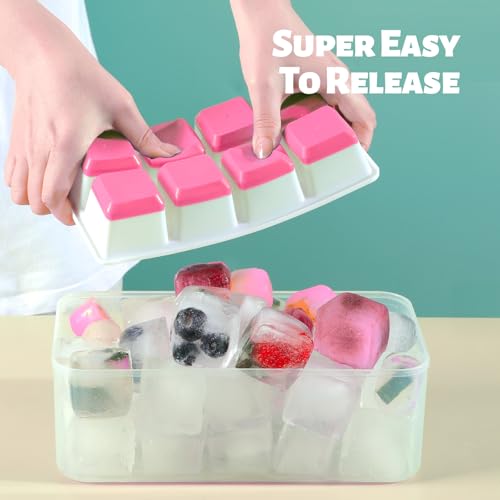 Bandejas grandes para cubitos de hielo con tapa, 2 pack miniatura 2