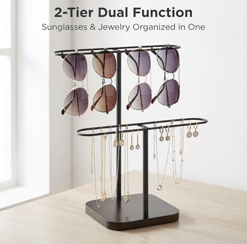 Astralong Sonnenbrillenhalter Doppelstöckig für 20 Brillen, Brillenständer & Organizer für Sonnenbrillen, ideal für Tisch, Kommode, Schreibtisch, Arbeitsplatte, Schlafzimmer