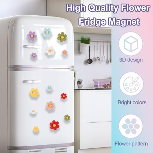 Image of Stylish Fridge Magnets, Set of 18 Mini Ceramic Vase Magnets for Refrigerator, Colorful Decorative Flower Magnets for Kitchen, Office, Photo Display and Note Organization