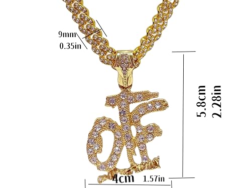 otf chain Hip hop necklace men gold-plated OTF diamond chain width 9mm women o block chain Rap Cuban Chain Length 23.62 inches2
