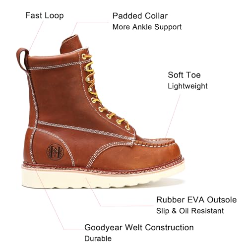 Men's 6" / 8" Slip Resiatant Soft Toe Water Resistant Leather Work Boots3