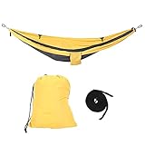 Cama de Silla Colgante Dual Uso Hammock Swing portátil Hamaca para Acampar de Servicio Pesado con Bolsa de Almacenamiento para el Patio al Aire Libre Corredor de Campamento 300T (Gris Amarillo)