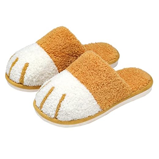 SINNO Womens Slippers for Men Indoor Comfortable Warm Cute Animal House Slippers Soft Cozy Cat Slip on House Shoes for Outdoor Home Bedroom Booties Gifts for Mom Dad Ladies Girls Yellow