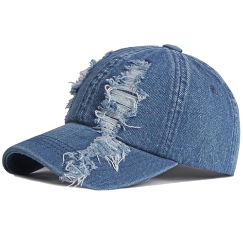 Image of Vintage Washed Denim Distressed Dad Hats Baseball Caps for Men Women