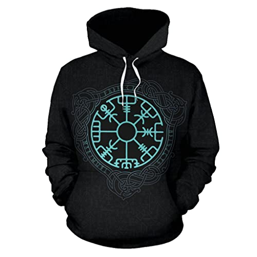 Sweat-shirt Viking chaud et confortable style nordique avec runes imprimées 3D