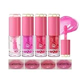 DENESTUP 4 Pcs Lip Gloss Set, Colors Changing Lip Gloss Shimmer Lipgloss Liquid Lipsticks Moisturizing Shine Glass Finish Lip Makeup for Women