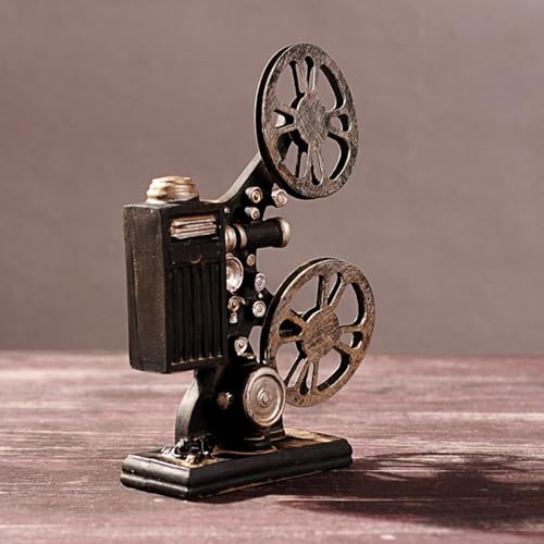 Image of Spiaty Synthetic Resin Vintage Style Film Projector Decorative Model for Home Living Room, Black Metal, Retro Home Cinema Decor