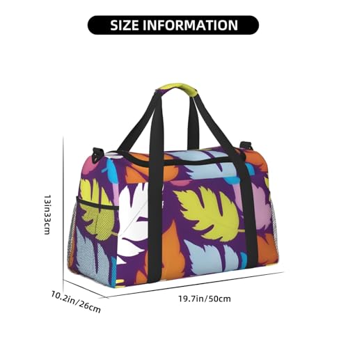 Bright Colorful Weed Print Foldable Carry On Tote Large Capacity Hand Carry Bag for Airplane Weekend Getaways4