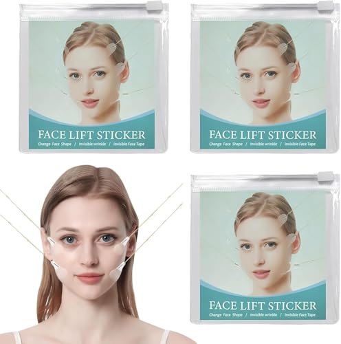 200Pcs Face Lift Tape & Wrinkle Patches Invisible Forehead Wrinkle Patches V Edge Face Tape for Wrinkles Double Chin Sagging Skin Waterproof Unisex Instant Lifting Effect