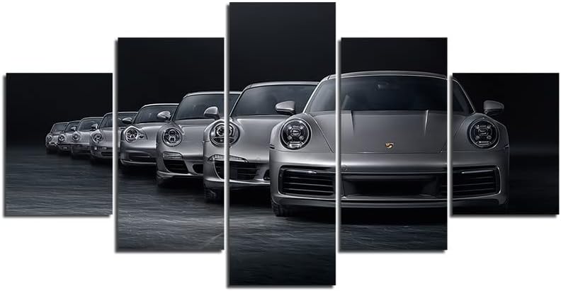 Póster de automóvil de 5 piezas clásico 911 de lona para automóvil deportivo, arte de pared para habitación de niños, dormitorio, sala de estar,