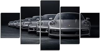 Car Poster 5 Pieces Classic 911 Sports Car Canvas Wall Art for Boys Room Bedroom Living Room Decor Boy Gift(Unframed,Car-02-5P)