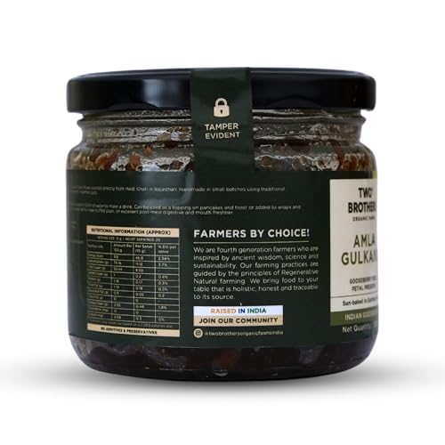 Image of Two Brothers Organic Farms Amla Gulkand (300G) | Gulkand Rose Petal Jam with Amla | Natural with Cooling Properties | Rich in Vitamin C & Antioxidants | Traditional Ayurvedic Sweet | No Refined Sugar
