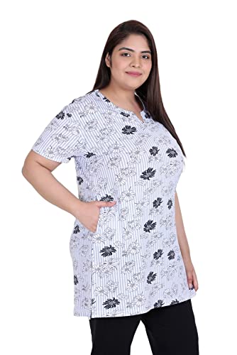Image of In Love Women's Cotton Plus Size Longline T-Shirt Half Sleeve with Pockets | Cotton fabric - soft longline T-shirt with easy plus-size fit