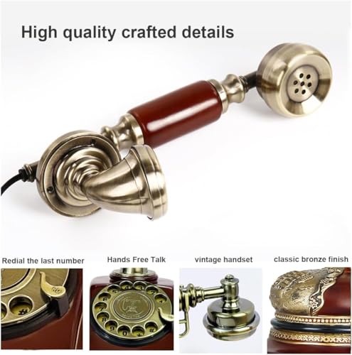 Image of Scizor Home Office Decor Landlines Fashion Creative Antique European Pastoral Retro Wired Phone, Nostalgic Style, Rotary Dial, with Resin Body, Used for Office Home Living Room Telephone Line (SC-04)