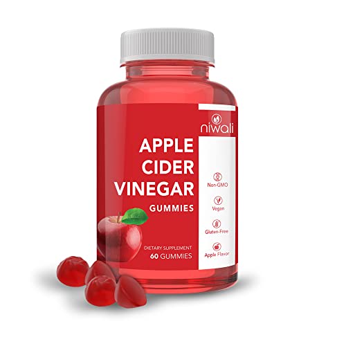NIWALI Apple Cider Vinegar Gummy Vitamins - Immunity and Detoxification - (1 Pack, 60 Count, with The Mother, Gluten-Free, Vegan, Vitamin B9, B12, Beetroot, Pomegranate)