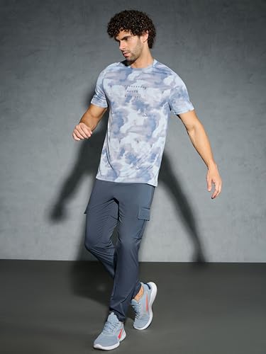 Image of TECHNOSPORT Men's Regular Fit Mid Rise Polyester Solid Cargos for Activewear, Regular Use and Quick Dry