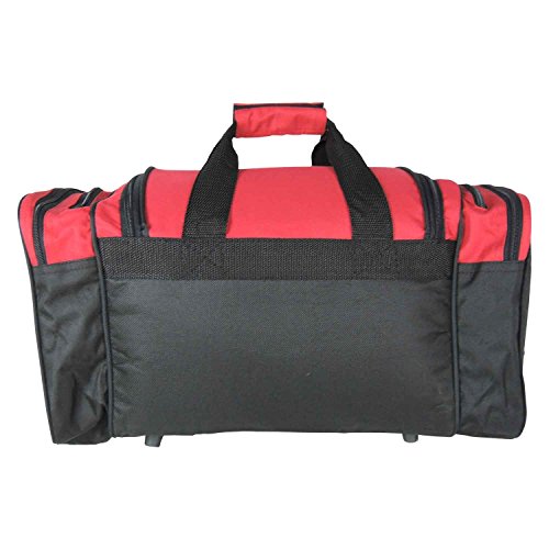Dalix 20 Inch Sports Duffle Bag with Mesh and Valuables Pockets, Red