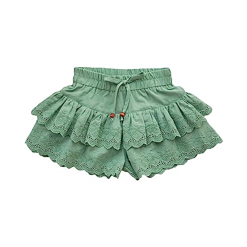 Toddler Girls Ruffled Baggy Skirt Shorts Elastic High Waist Wide Leg Tie Front Skorts Cute Trendy Loose Kids Bottom