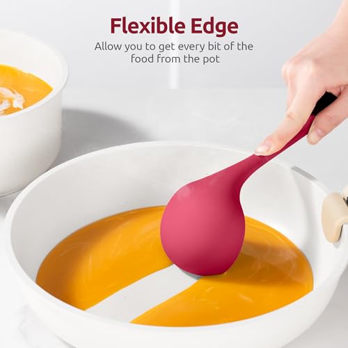 Image of U-Taste Silicone Soup Ladle, 600ºF Heat Resistant Spoon, 11in /2.6oz, Red