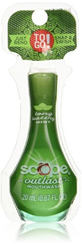 Scope Outlast Mouthwash To Go, Long Lasting Mint, Travel Size, TSA Approved, 0.67 Oz / 20 Ml (Pack of 24)