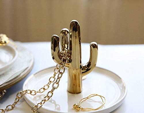 Cactus Ring Holder Dish for Jewelry, Ceramic Succulent Ring HoldersTrinket Tray/DishGreat for Wedding Ring, Earrings, Diamond Ring & Engagement Ring Holder | Office Desk & Home Decor/Accessories