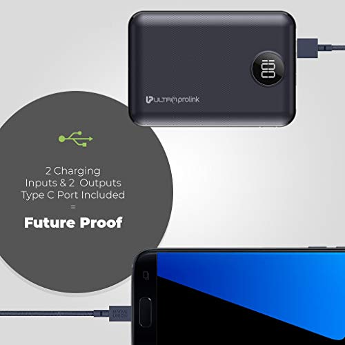 Image of UltraProlink UM0101 Boost Mini 10000mah Li-Polymer Power Bank with 2 inputs & 2 outputs 10.2W Fast Charging(Black)