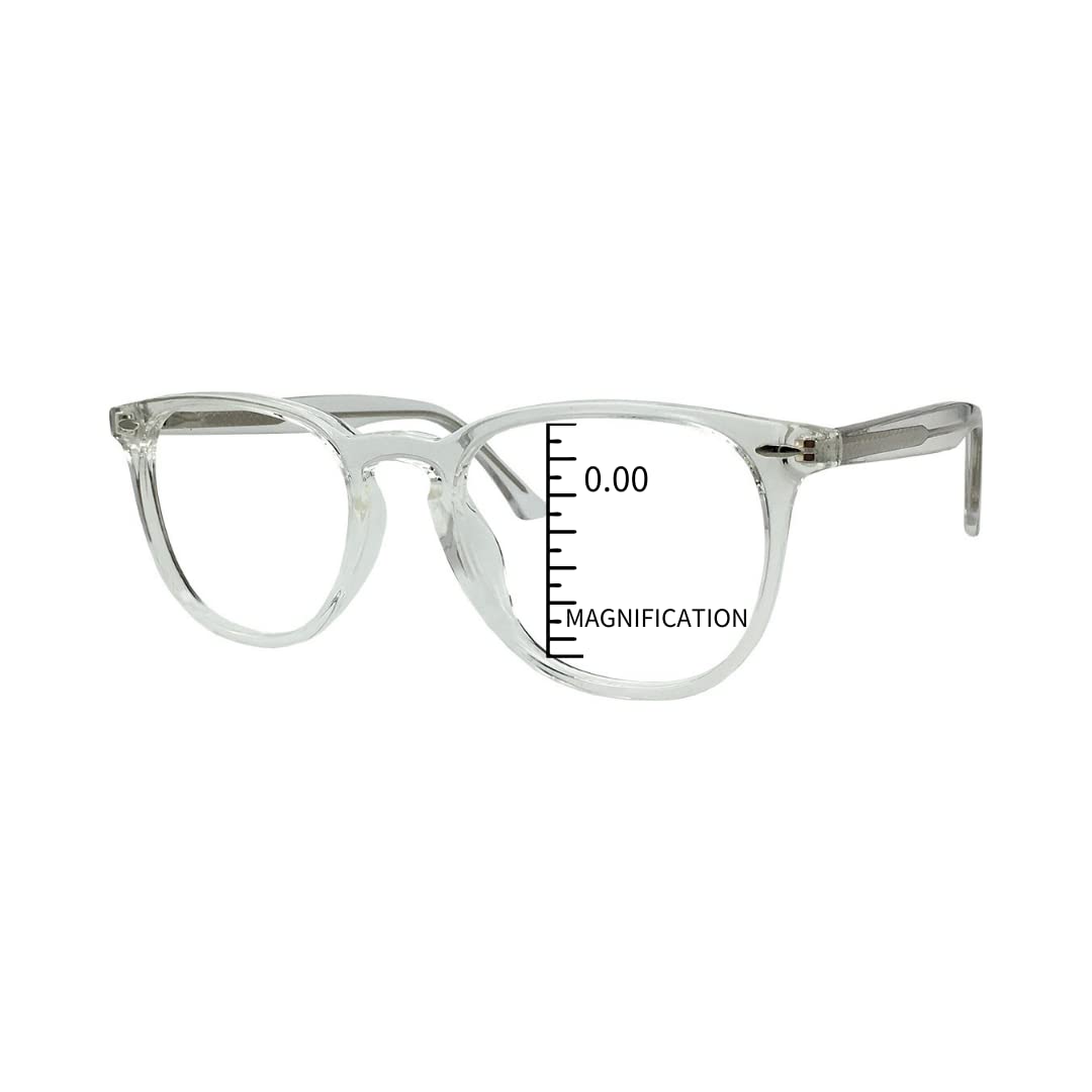 ProEyesWynn, Progressive Blue Light Blocking Readers w/Spring Hinge, 0 Strength on Top Lens (Clear, 3.00 x)