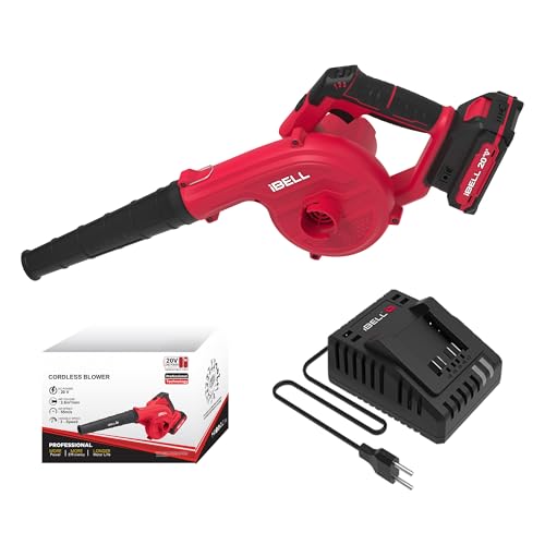 iBELL CB20-68 2-in-1 Cordless Blower | 20V Motor, 2.6M³/Min Air Volume, 55M/S Air Speed, 3 Speed Settings, Blowing & Vacuuming Function | 2.0Ah Battery & Charger | Red | 6-Months Warranty