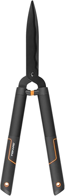 Fiskars Fiskars SingleStep Heckenschere, Mit Wellenschliff, Hochwertige Stahl-Klingen, Länge 60 cm, Mattschwarz, HS22, 1001433 — Heckenscheren