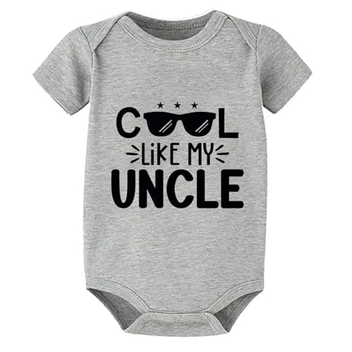 WOOYONGING Cool Like My Uncle Outfit Baby Boy Short Sleeve Coming Home Outfit Boy White Girls Bodysuit