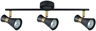 PRENDELUZ Regleta 3xGU10, medidas 15x48,5x8,5 cm, color negro/cuero, ideal para iluminación en hogar y oficinas.