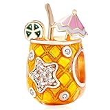 Rose Gold Tropical Drink Charms, 925 Sterling Silver Pineapple Beads with CZ, fits Pandora Summer Be