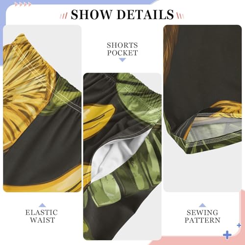 ZZXXB Monkey with Banana Orange Boys Long Pants Soft Trousers Elastic Waist Kids Lounge Bottoms with Pockets S-XL4