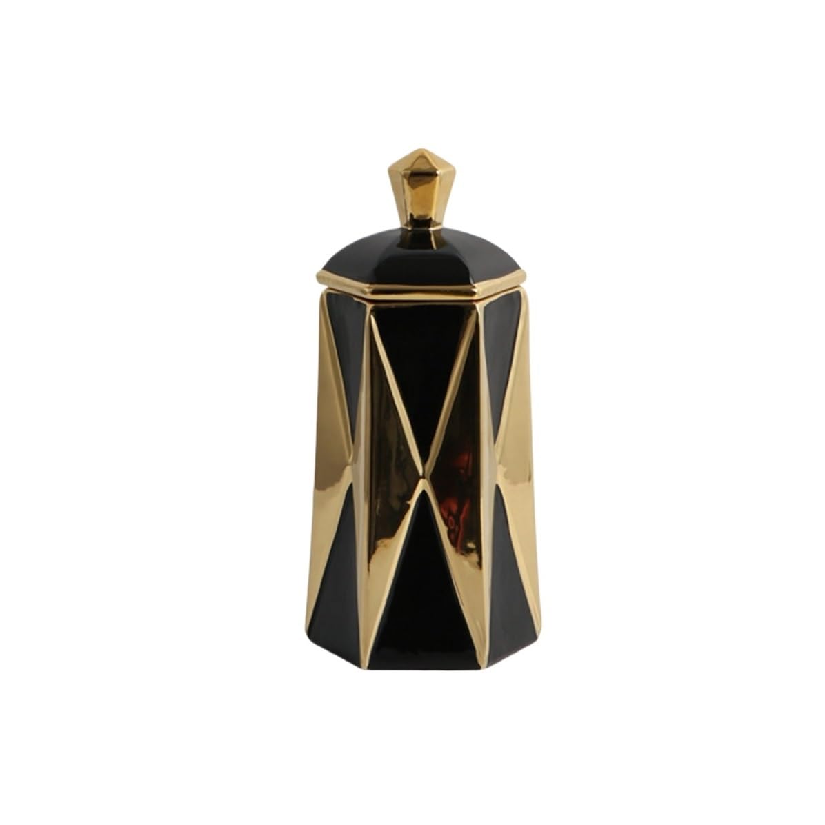 Vase With Lid, Ceramic Chinese Style Geometric Diamond Ginger Jar