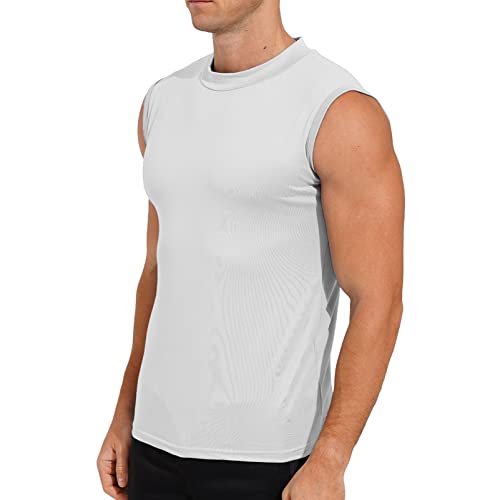 Jeeyjoo Mens T Shirt Sleeveless Basic Mock Turtleneck Slim Fit Undershirt Pullover Thermal Solid Tank Tops White Medium #TOP2