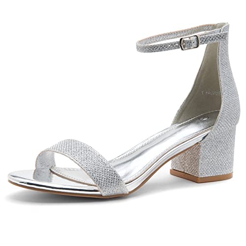 Image of Herstyle Low Block Heels for Women - 2.25 Inch Open Toe Chunky Heel Sandals with Dressy Ankle Strap for Wedding, Prom, Party & Office
