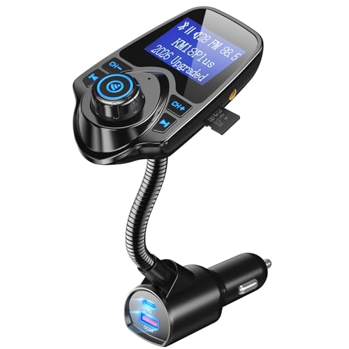 Nulaxy 2026 KM18 Upgraded 48W Bluetooth 5.4 Car FM Transmitter, Fast Charging PD30W+QC3.0 18W, 1.44'...