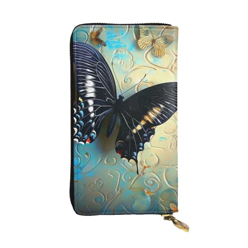 Butterfly Printed Long Wallet for Women Men Cute PU Leather Wallet with Coin Purse and Credit Card Holder