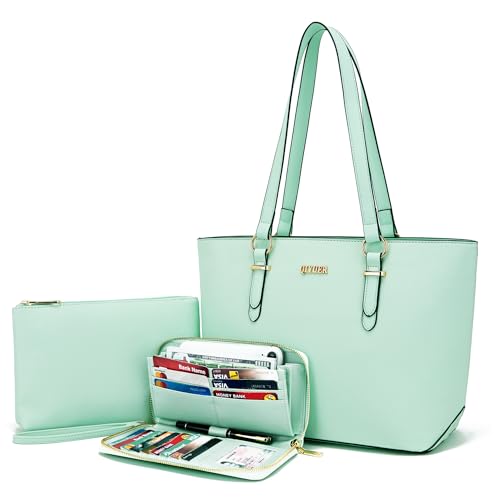 Image of Qiyuer Versatile Daily Purses with RFID Wallet for Women Tote Handbag Set | 3PCS, Fits 13 inch Tablet, Sturdy Vegan PU, Spacious, Work Use, Shoulder Satchel, Large Clutch Wallet, Makeup Bag, Ideal Gift